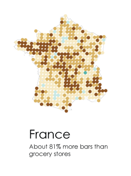 Illustration for article titled A Map Of Where Bars Outnumber Grocery Stores